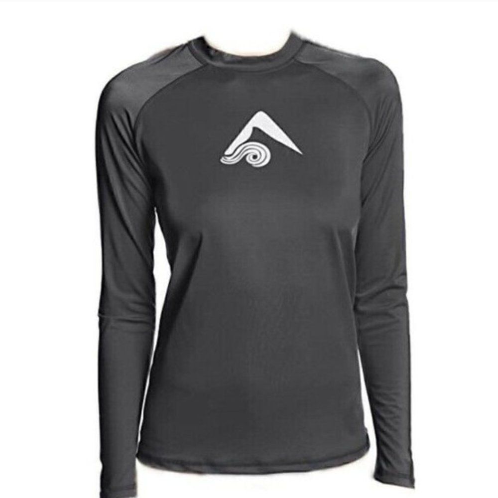 Kanu Surf Black Women's Long-Sleeve Rash Guard with White Logo